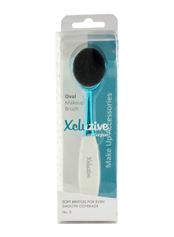 Xcluzive Oval Make-up Face Brush, Size 3, Blue/White