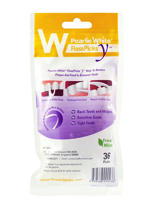 Pearlie White Floss Picks, Y 36 Count