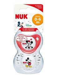 Nuk Disney Mickey Trendline Silcone Soother, 0-6 Months, 2 Piece, Red