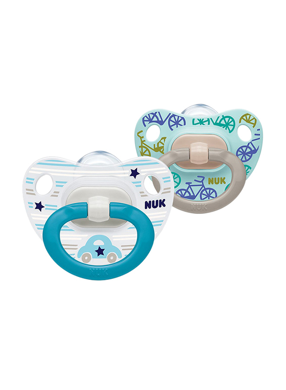 Nuk Happy Days Silicone Soother, 6-18 Months, 2 Piece, Blue