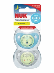 Nuk Night & Day Trendline Silicone Soother, 6-18 Months, 2 Piece, Blue