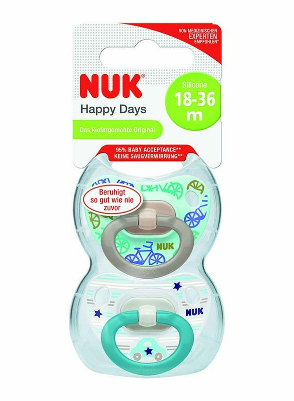 Nuk Happy Days Silicone Soother 18-36 Months, 2 Piece, Blue
