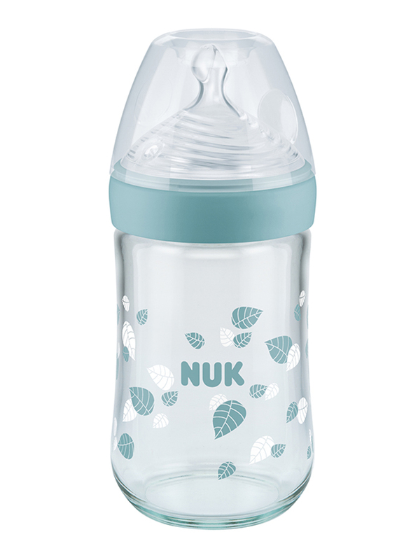 Nuk Nature Sense Glass Baby Bottle with Teat 240ml, Green