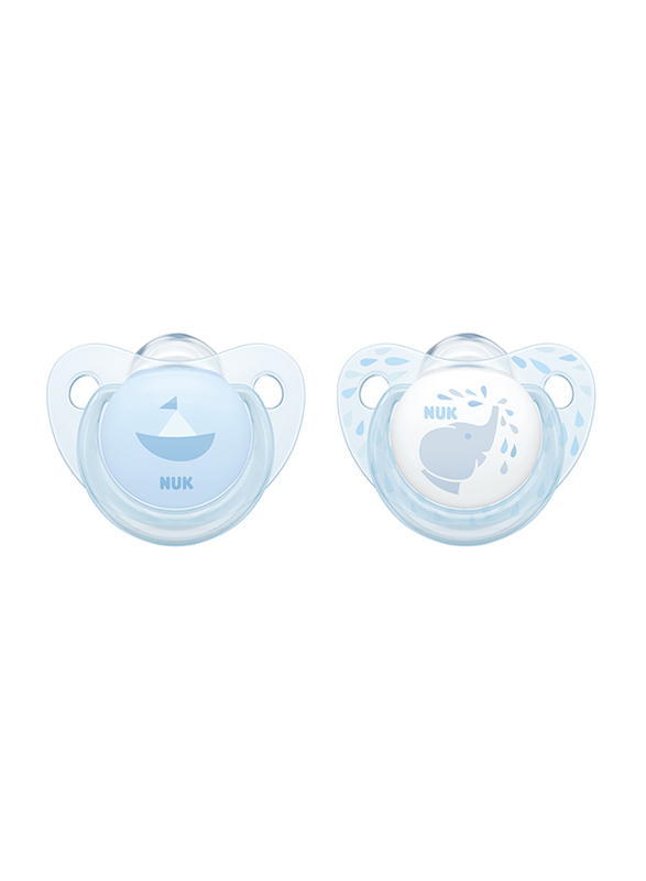 Nuk Trendline Soother, 0-6 Months, 2 Piece, Baby Blue