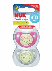 Nuk Night & Day Trendline Silicone Soother, 6-18Months, 2 Piece, Pink