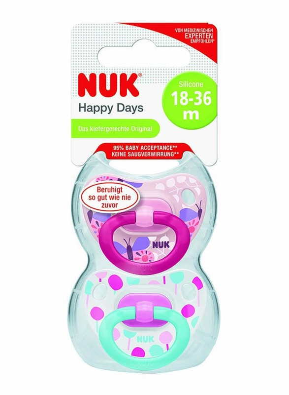 Nuk Happy Days Silicone Soother 18-36 Months, 2 Piece, Pink