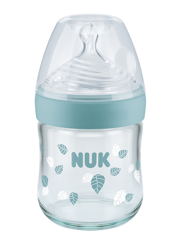 Nuk Nature Sense Glass Baby Bottle with Teat 120ml, Green