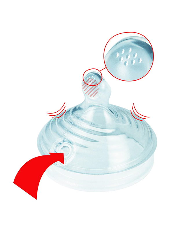 Nuk Nature Sense Silicone Teat, 0-6 Months, Small 3 Holes, 2 Piece, Clear