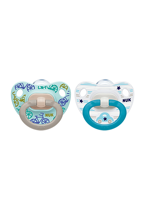 Nuk Happy Days Silicone Soother, 0-6 Months, 2 Piece, Blue