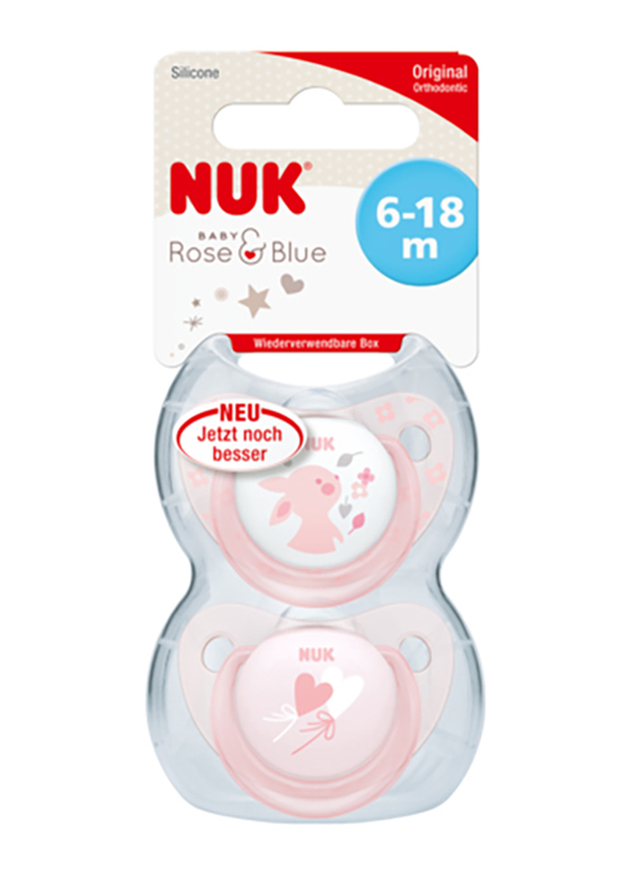 Nuk Trendline Soother, 6-18Months 2 Piece, Baby Rose
