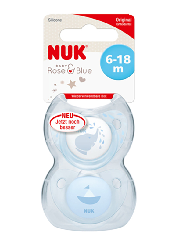 Nuk Trendline Soother, 6-18 Months 2 Piece, Baby Blue