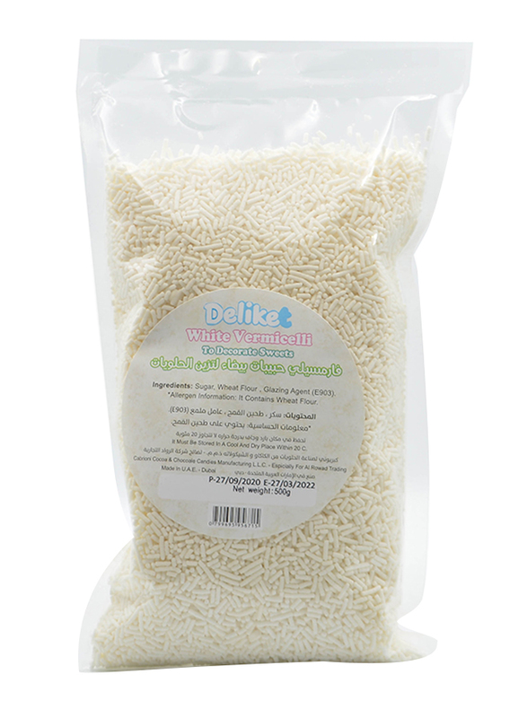 Deliket Premium Quality White Vermicelli Sprinkles, 500g