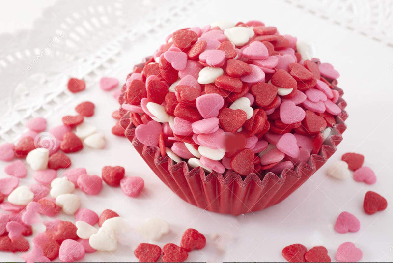 Deliket Pink Red & White Heart Shape Sprinkles for Bakery Cake & Ice Cream Decoration, 80g