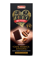 Torras Sugar Free Zero 72% Cafe Dark Arabica Ethiopian Chocolate Tablet Bar, 100g
