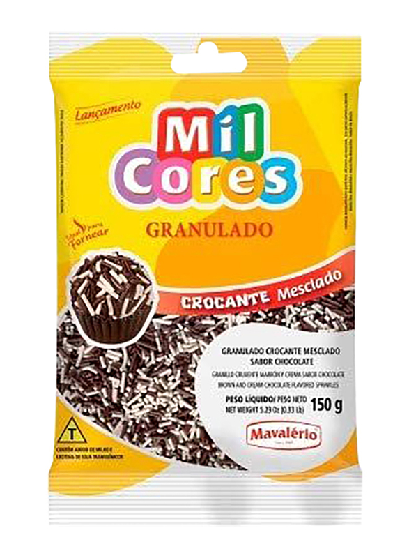 Mavalerio Mil Cores Brown and Cream Chocolate Flavored Sprinkles, 150g