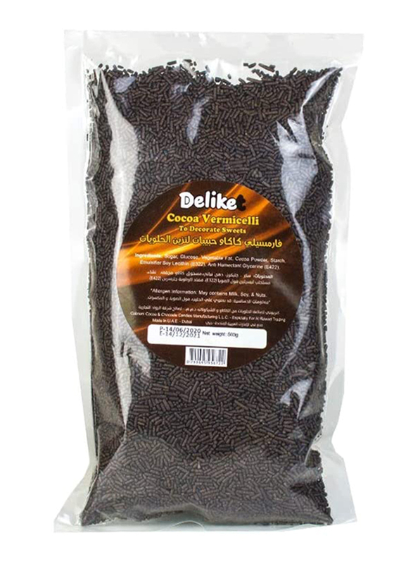 Deliket Premium Quality Cocoa Vermicelli Sprinkles, 500g