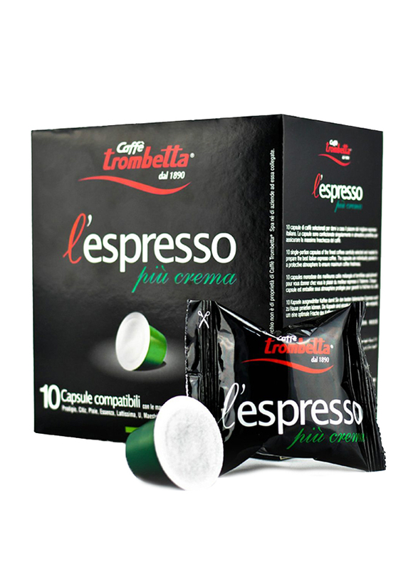Caffe Trombetta L'Espresso Piu Cream Coffee, 10 Capsules, 55g