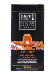 Caffe Testa Premium Roasted Fifty + Fifty Nespresso Coffee Compatible Capsules, 10 Capsules