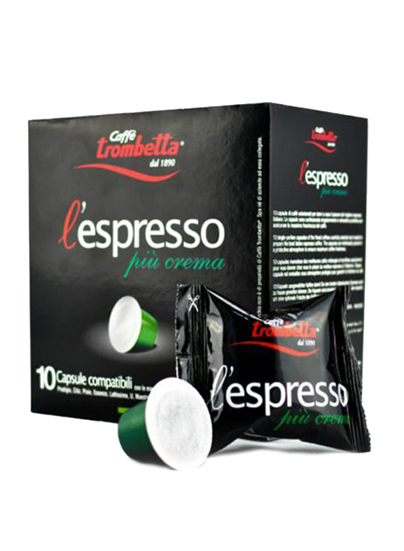 Caffe Trombetta L'Espresso Piu Cream Coffee, 10 Capsules, 55g