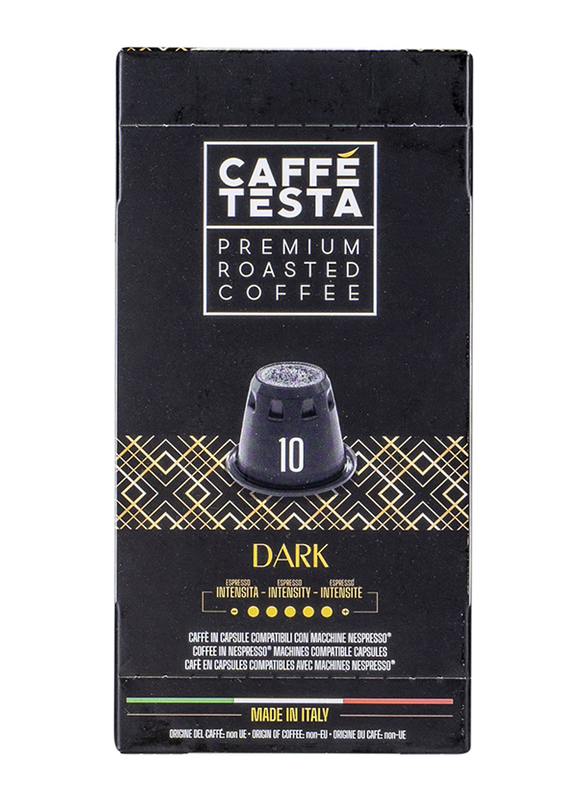 Caffe Testa Premium Roasted Dark Nespresso Coffee Compatible Capsules, 10 Capsules
