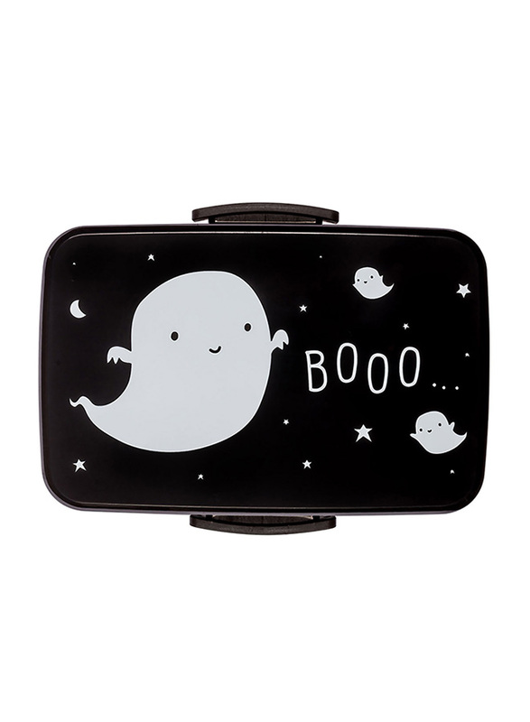 A Little Lovely Company Ghost PP Plastic Lunch Box, 800ml, Black