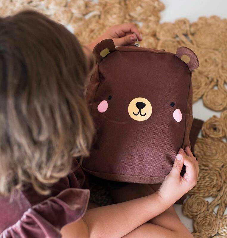 A Little Lovely Company Bear Little Backpack Bag for Kids, Brown