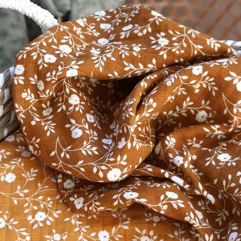 A Little Lovely Company Muslin Cloth, Extra Large, 0-6 Months, Blossom/Caramel