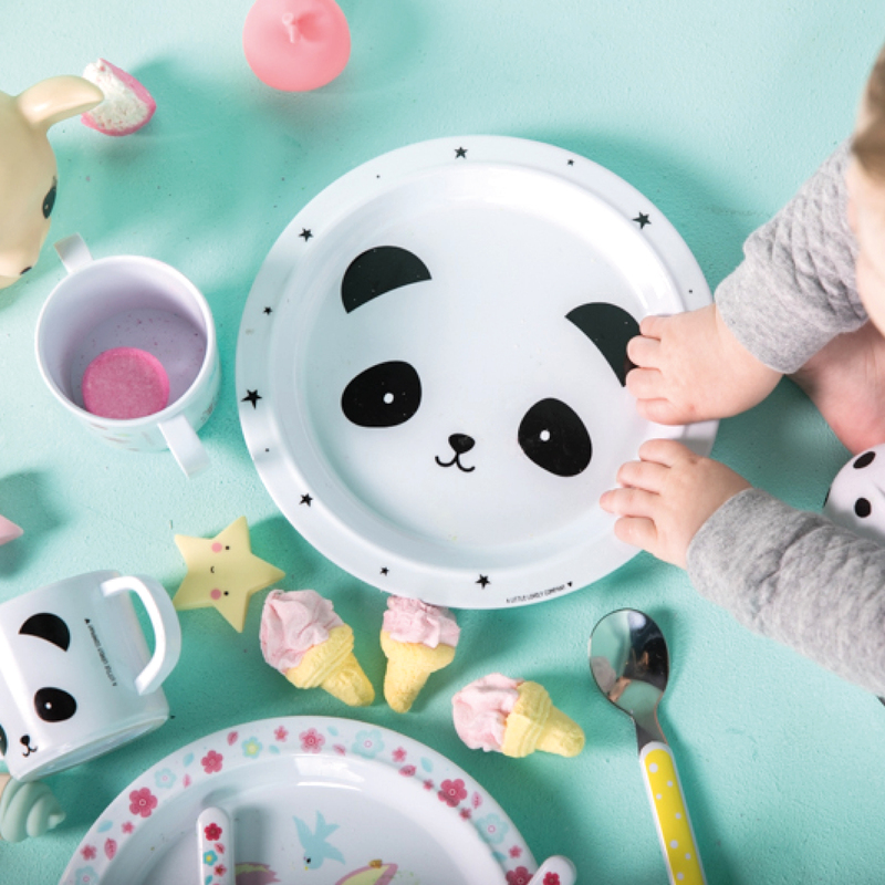 A Little Lovely Company Panda Dinner Set, White/Black