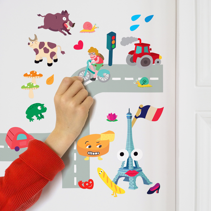 OMY France Wall Stickers Set, 100 Pieces, Ages 3+