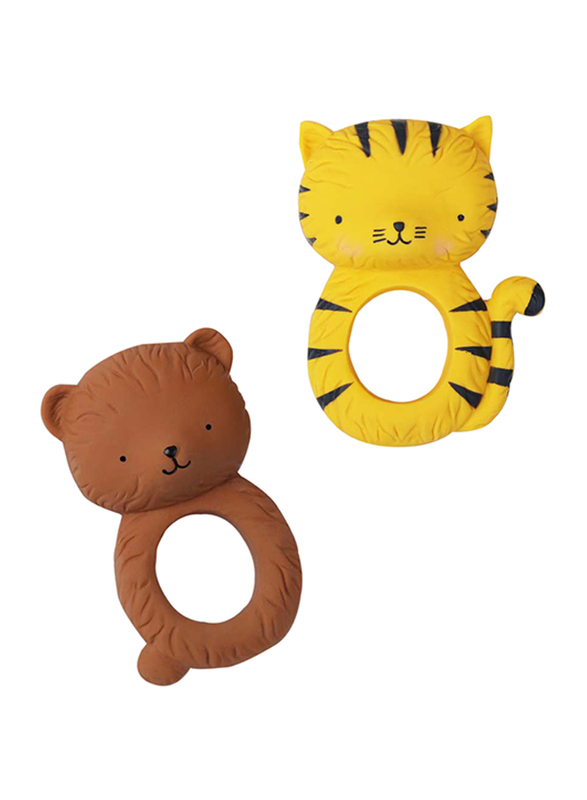 A Little Lovely Company Teething Ring, Tiger, Yellow