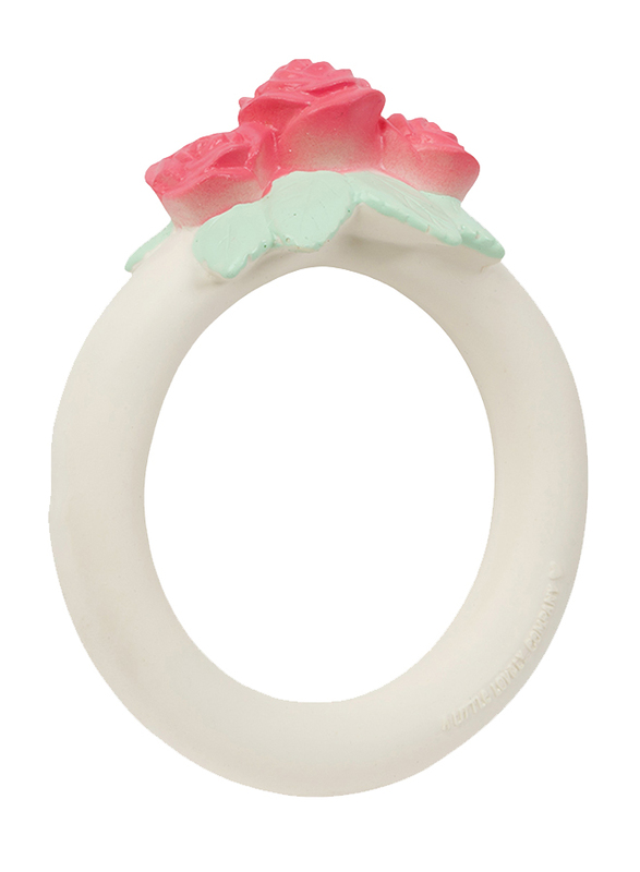 A Little Lovely Company Teething Ring, Rose Bud, White