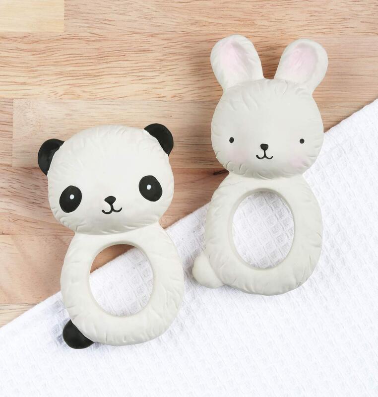 A Little Lovely Company Bunny Natural Rubber Teething Ring, Beige