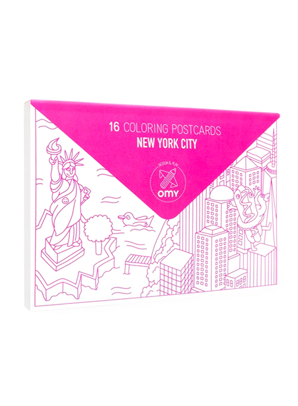 OMY New York City Coloring Postcards, 16 Pieces, Ages 3+