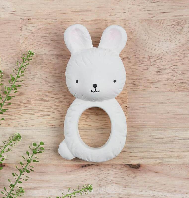 A Little Lovely Company Bunny Natural Rubber Teething Ring, Beige