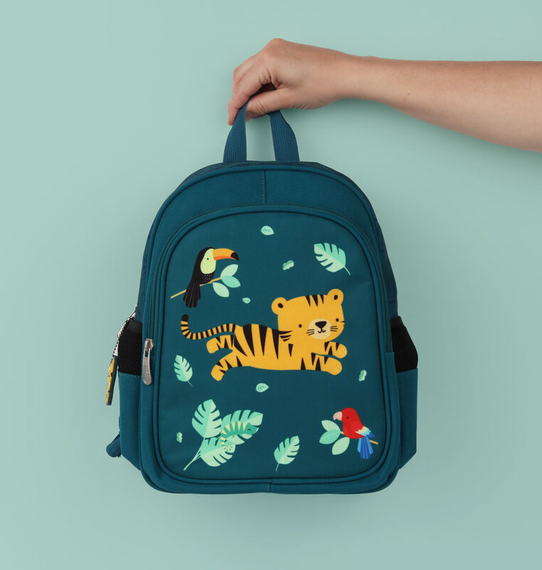 A Little Lovely Company Jungle Tiger Backpack Bag for Boys, Green