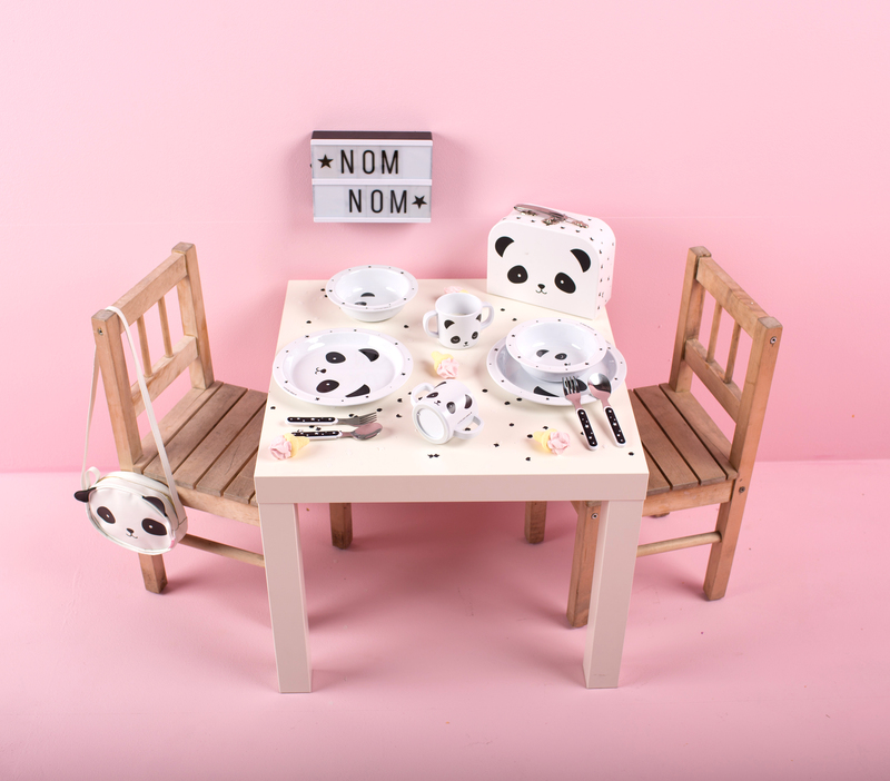 A Little Lovely Company Panda Dinner Set, White/Black