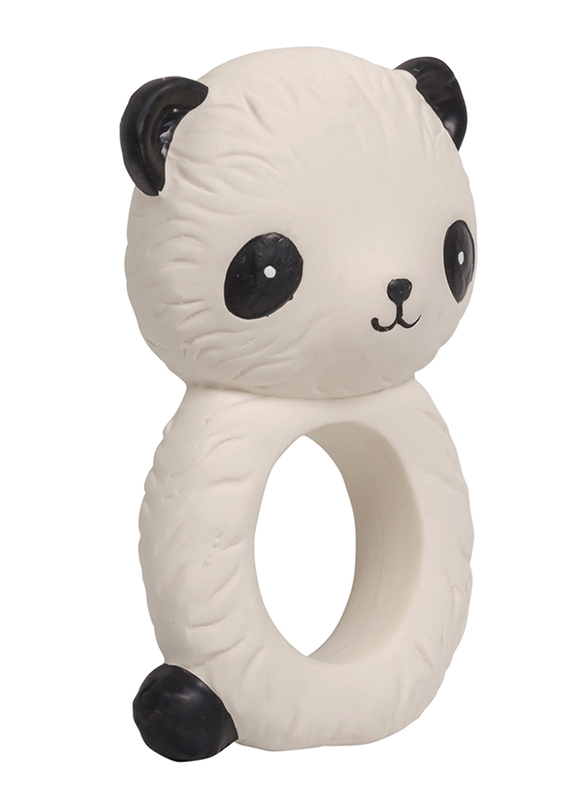 A Little Lovely Company Panda Natural Rubber Teething Ring, Beige