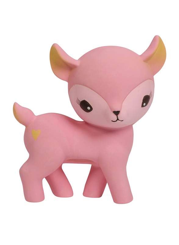A Little Lovely Company Deer Natural Rubber Teething Toy, Pink