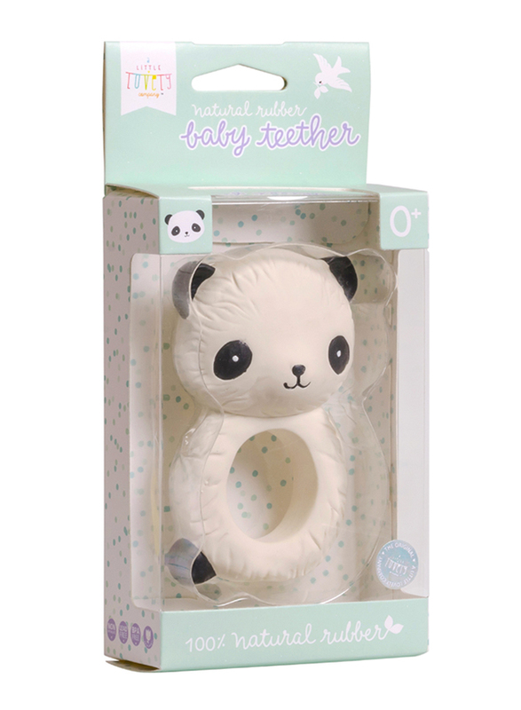A Little Lovely Company Panda Natural Rubber Teething Ring, Beige