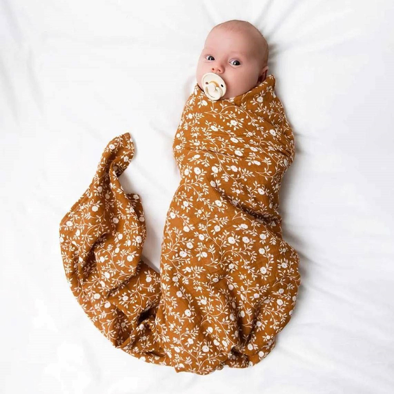 A Little Lovely Company Muslin Cloth, Extra Large, 0-6 Months, Blossom/Caramel