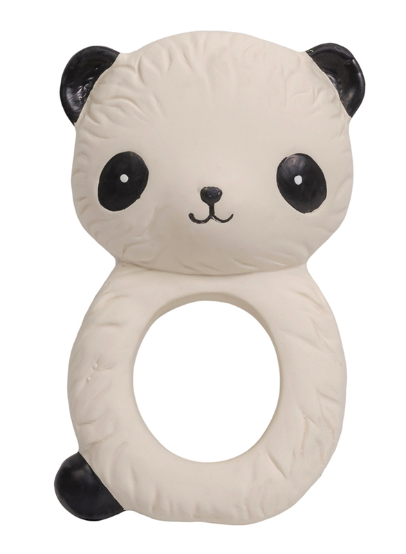 A Little Lovely Company Panda Natural Rubber Teething Ring, Beige