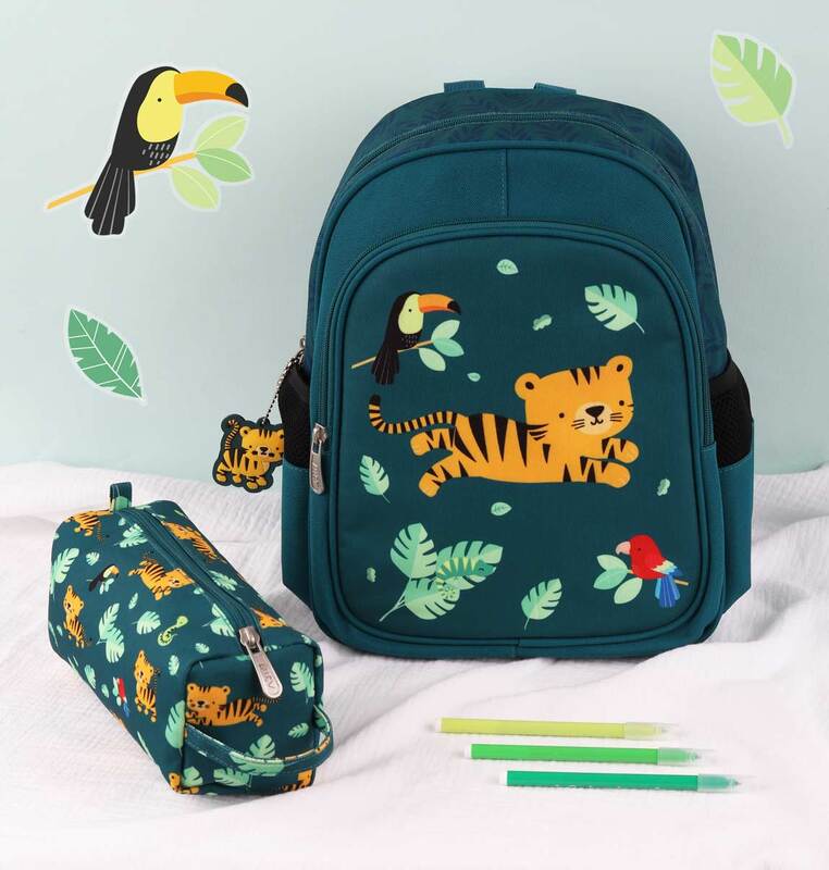 A Little Lovely Company Jungle Tiger Backpack Bag for Boys, Green