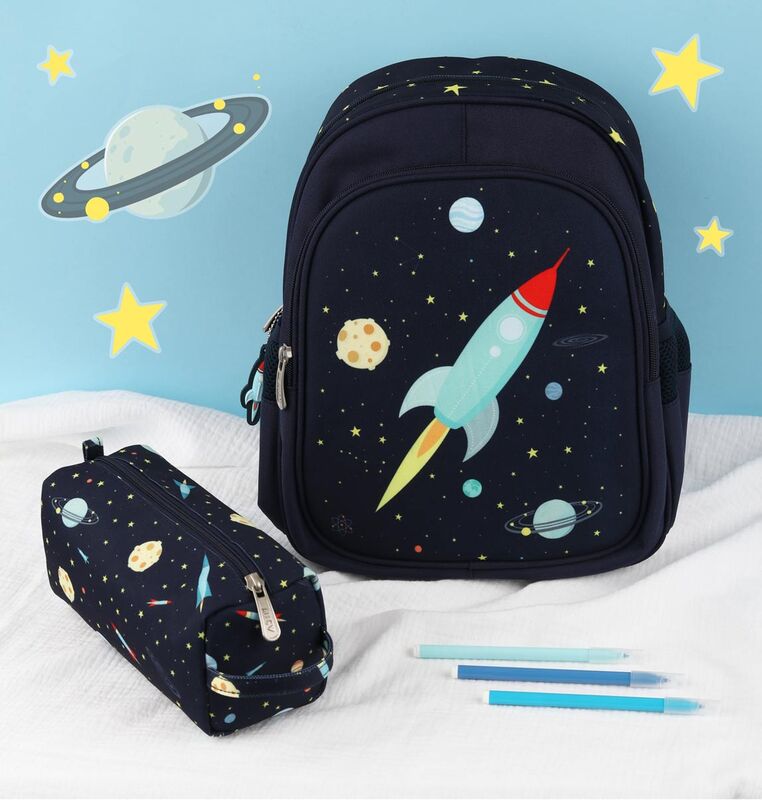 A Little Lovely Company Space Pencil Case for Boys, Blue