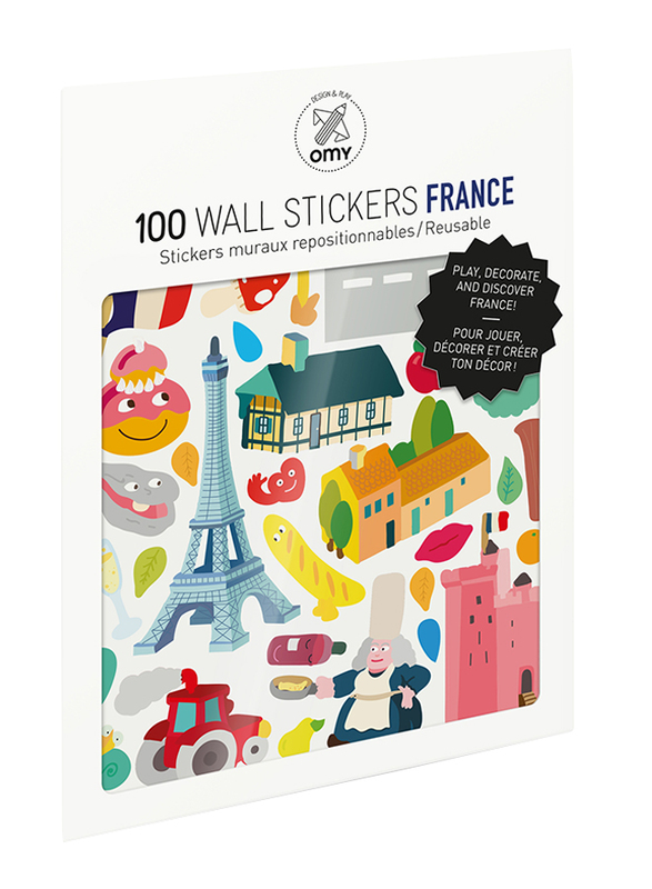 OMY France Wall Stickers Set, 100 Pieces, Ages 3+