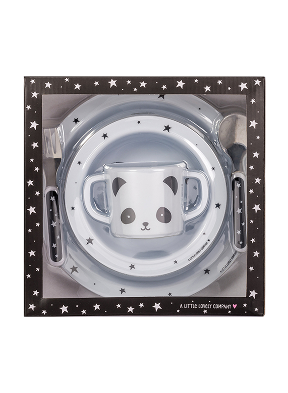 A Little Lovely Company Panda Dinner Set, White/Black
