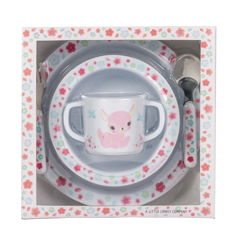 A Little Lovely Company Deer Dinner Set, White