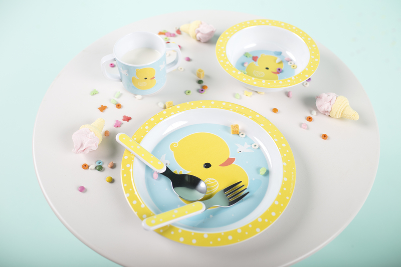 A Little Lovely Company Duck Dinner Set, Yellow/Blue/White