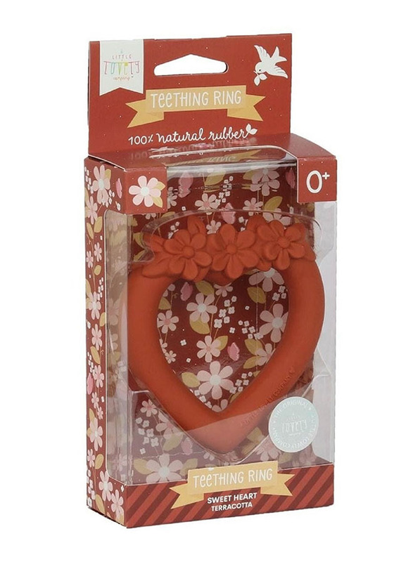 A Little Lovely Company Sweet Heart Terracotta Teething Ring, Red