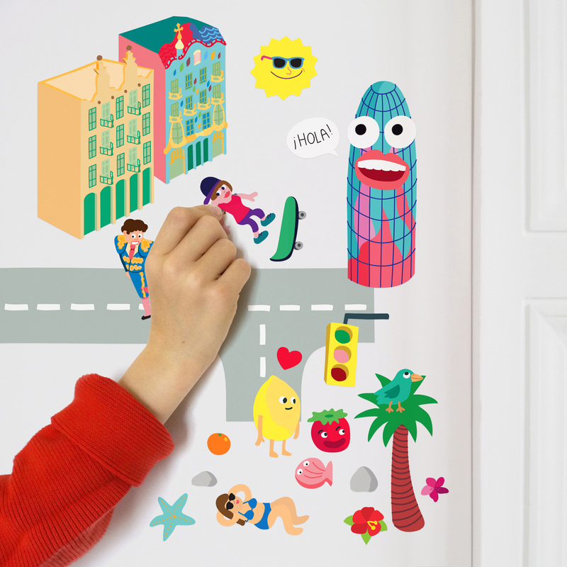 OMY Barcelona Wall Stickers Set, 100 Pieces, Ages 3+