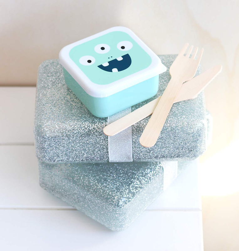 A Little Lovely Company Glitter Lunch Box, Silver